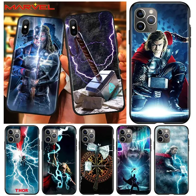 

Thor marvel hero for Apple iPhone 12 Pro Max Mini 11 Pro XS Max X XR 6S 6 7 8 Plus 5S SE2020 Soft Black Phone Case