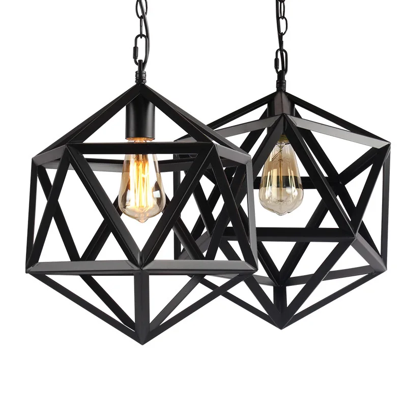 

Modern Wrought Iron LED Pendant Light Retro Bedroom Living Room Kitchen Bar Hanging Lamp American Household Lighting Fixture