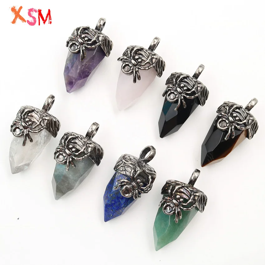 XSM подвески в форме сосны паука для женщин и мужчин ожерелье фитинги натуральный