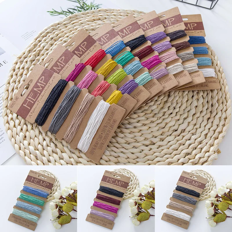 

1mm Colorful Flat Hemp Waxed Cord Set Handmade Woven Home Textile Craft Material DIY Twine Flax Thread String Jewelry Supplies