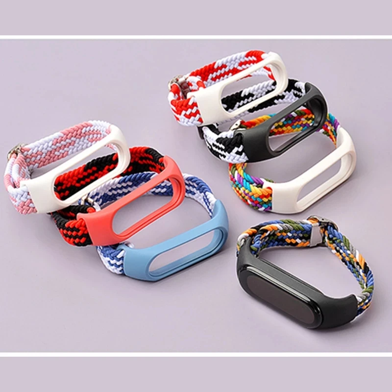 Forwelleny для Xiaomi Amazfit band 5 Mi Band 3/4/5/6 ремешок браслет с регулируемой пряжкой нейлоновый