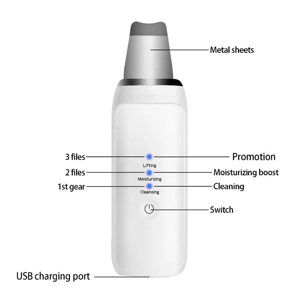 Ультразвуковой массажер для лица ионная Глубокая очистка кожи микротоковая