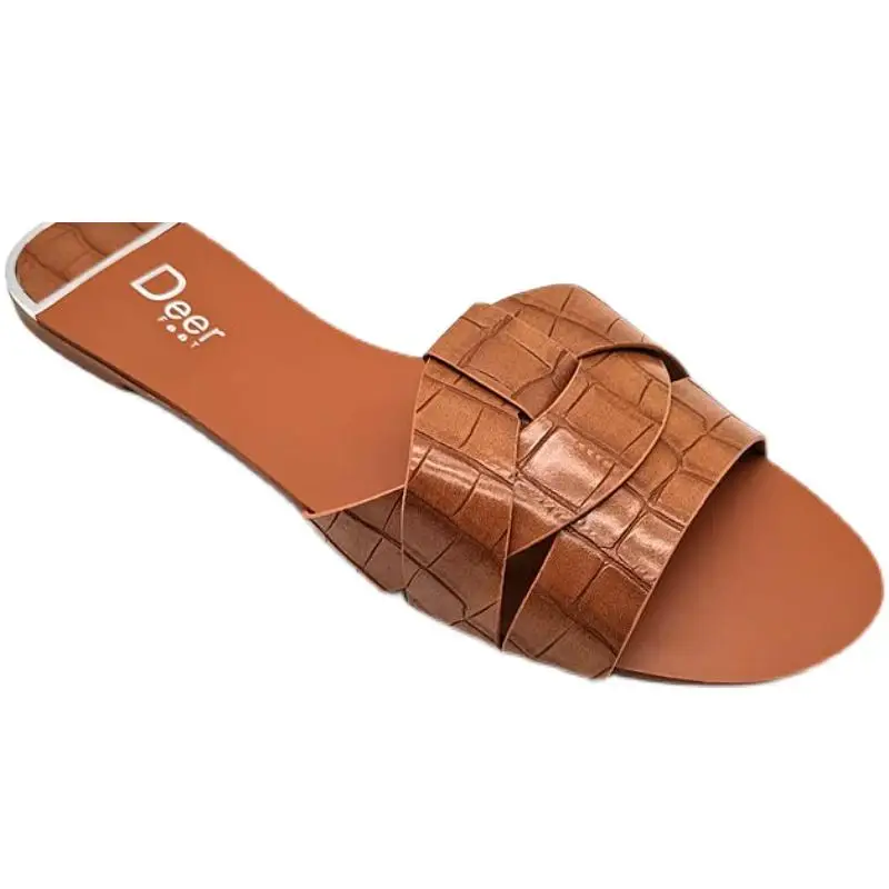 

Shoes Cross-Tied Slippers Soft Big Size Slides Comfort Rubber Flat PU Basic Cross-tied Shoes Big Size Cross-Tied Ladies' Slipper