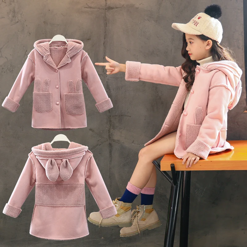 

Girls Wool Blends Coats Cute Teen Girls Wool Coats Thick Warm Winter Long Jackets Christmas Outerwear 5 6 7 8 9 10 11 12 Years