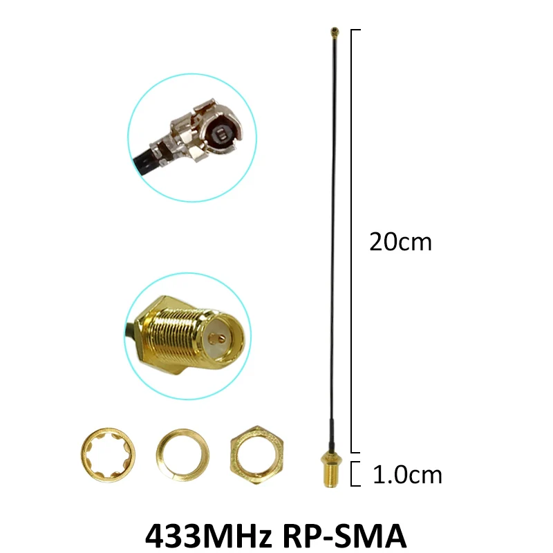 GRANDWISDOM 4pcs 433mhz antenna 3dbi sma female lora antene module lorawan ipex 1 SMA male pigtail Extension Cable | Мобильные