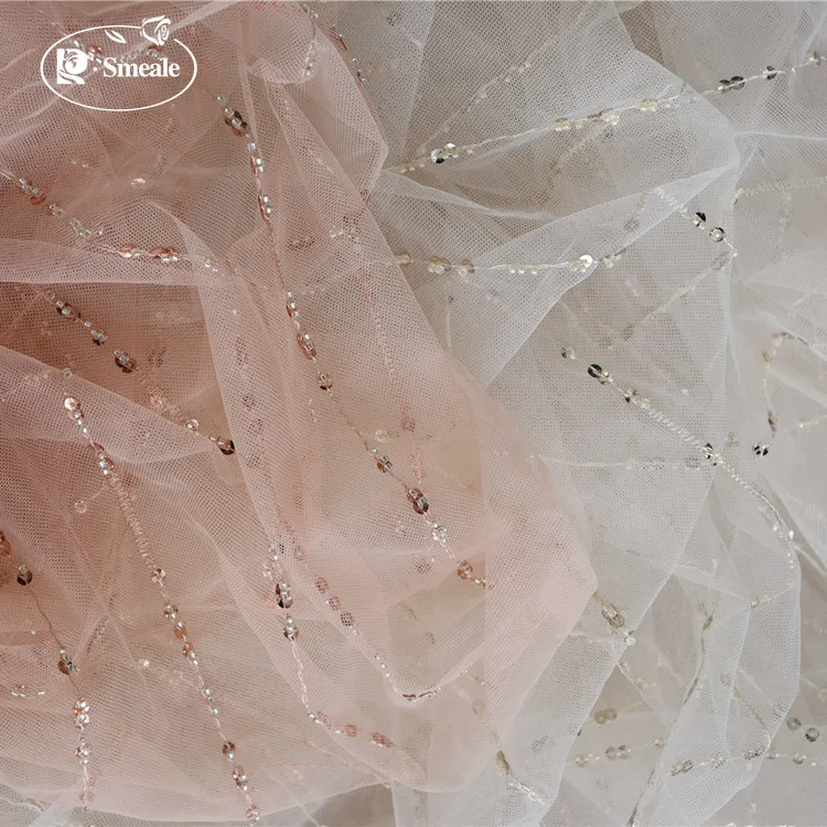 

Аксессуары для шитья платьев RS3090, 3D-Ткань в Вертикальную Полоску, украшенная бусинами, Телесно-розового цвета, цвета шампанского