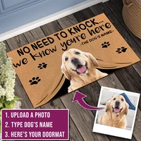 wdspring custom printing your dog no need to knock we know youre here design customize text doormat dog mat
