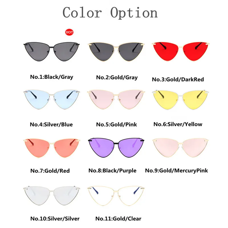 

New Sexy Lady Retro Cat Eye Sunglasses Women Vintage Metal Frame Clear Lenses Sun Glasses For Female UV400