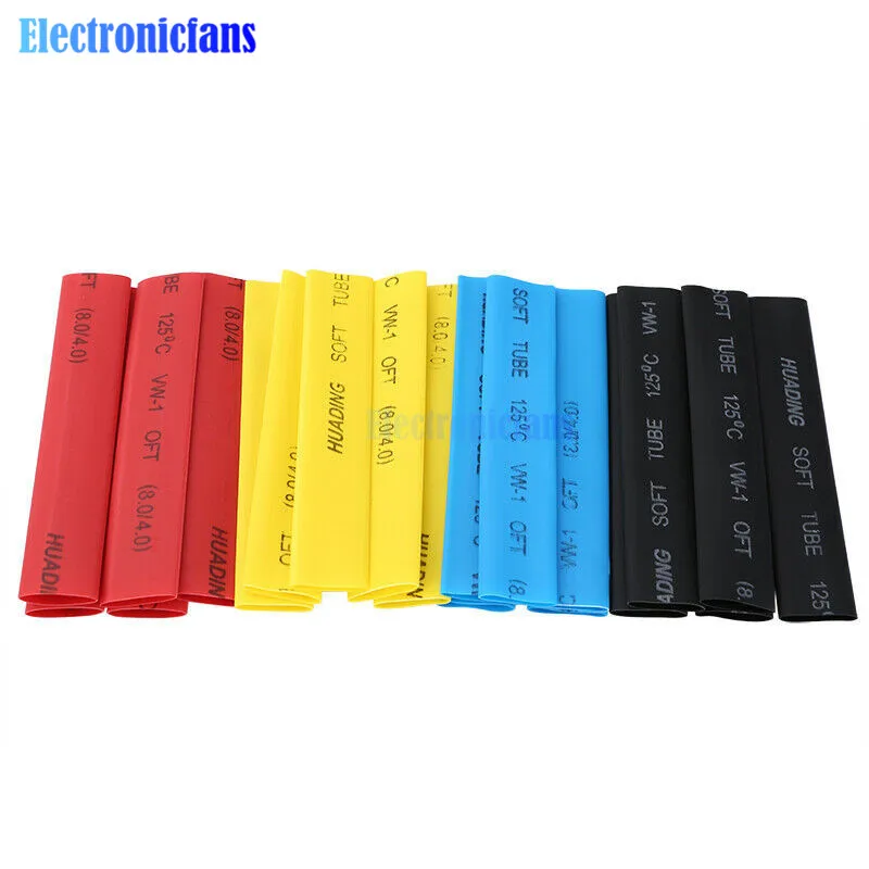 400 шт Полиолефиновая термоусадочная трубка смешанного цвета 8 размеров 1 14 мм 2:1