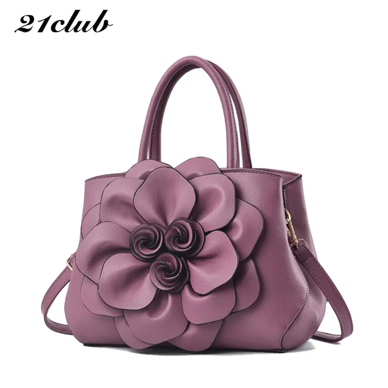 21 Клубная Брендовая женская сумка среднего размера с трехмерным цветком высокое
