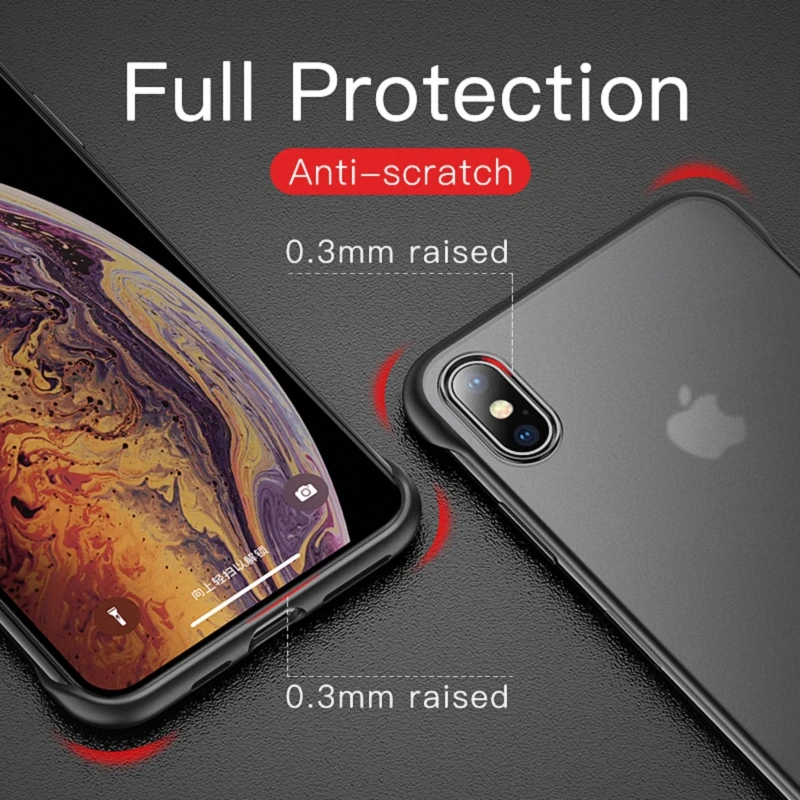 Trendex Frameless Case For iPhone X XS MAX XR 6S 7 8 Plus Hybrid Ultra Slim Plastic Transparent Protective Cover Metal Ring | Мобильные