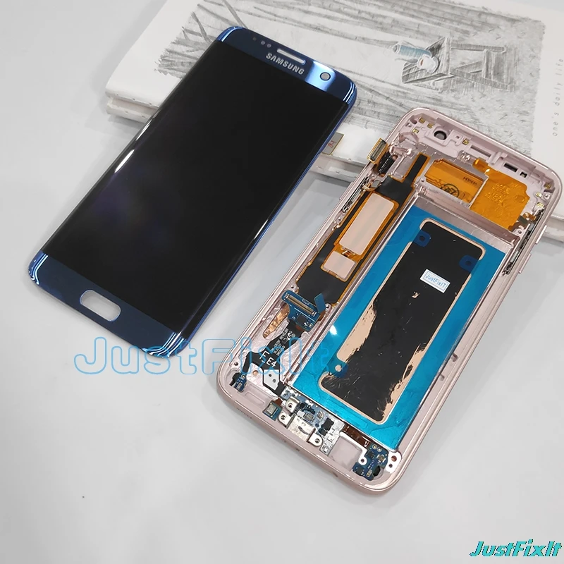 

Super AMOLED For Samsung Galaxy S7 Edge G935F G935FD Burn-in shadow Lcd Display Touch Screen Digitizer 5.5'' With Frame