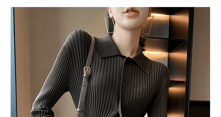 

Women Sweater Long-sleeved Bottoming Shirt Women's Mid-length Korean Slimming Knit Sweater Pit Strip Pullover Slim Shoulder Top