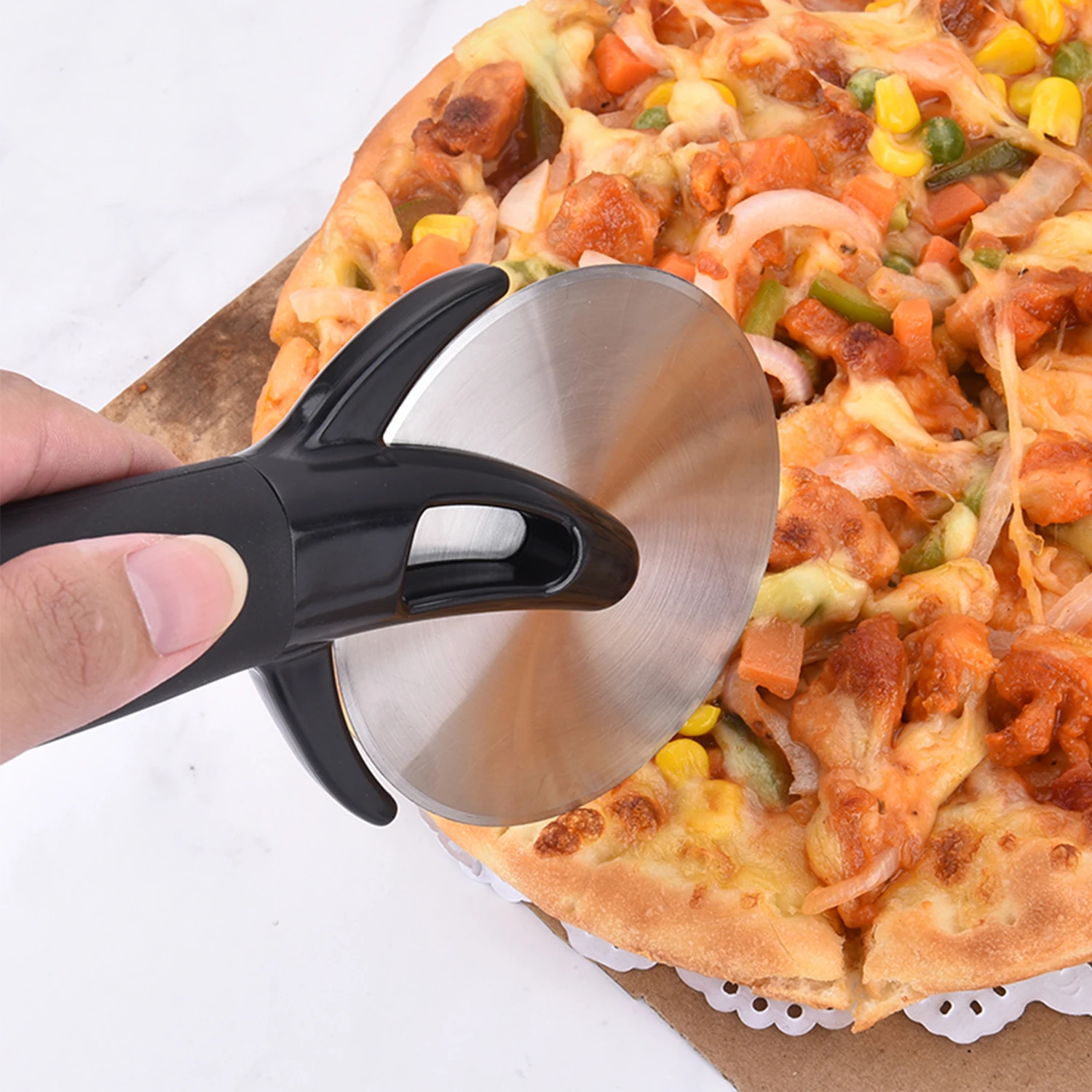 Инструмент для резки пиццы из нержавеющей стали нож с нескользящей ручкой
