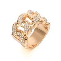 cubic zirconia big wide round finger ring for women men gold color punk style street hiphop rings jewelry party gift 2019 new