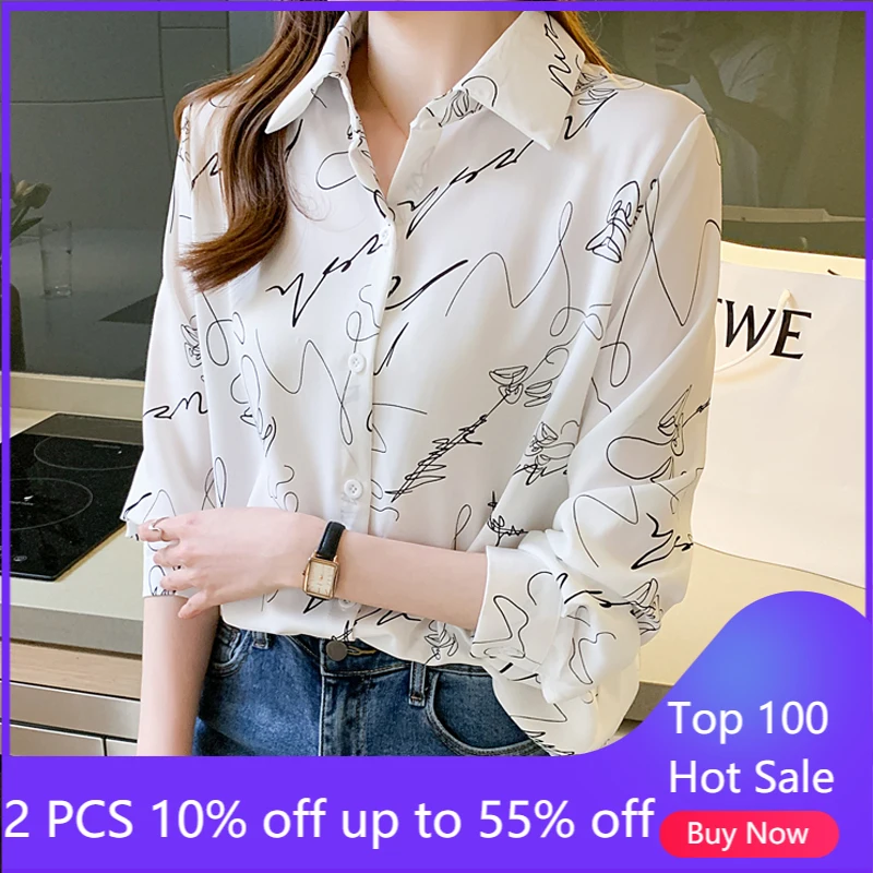 Рубашки для женщин 2021 осень с длинным рукавом Свободные повседневные Элегантные