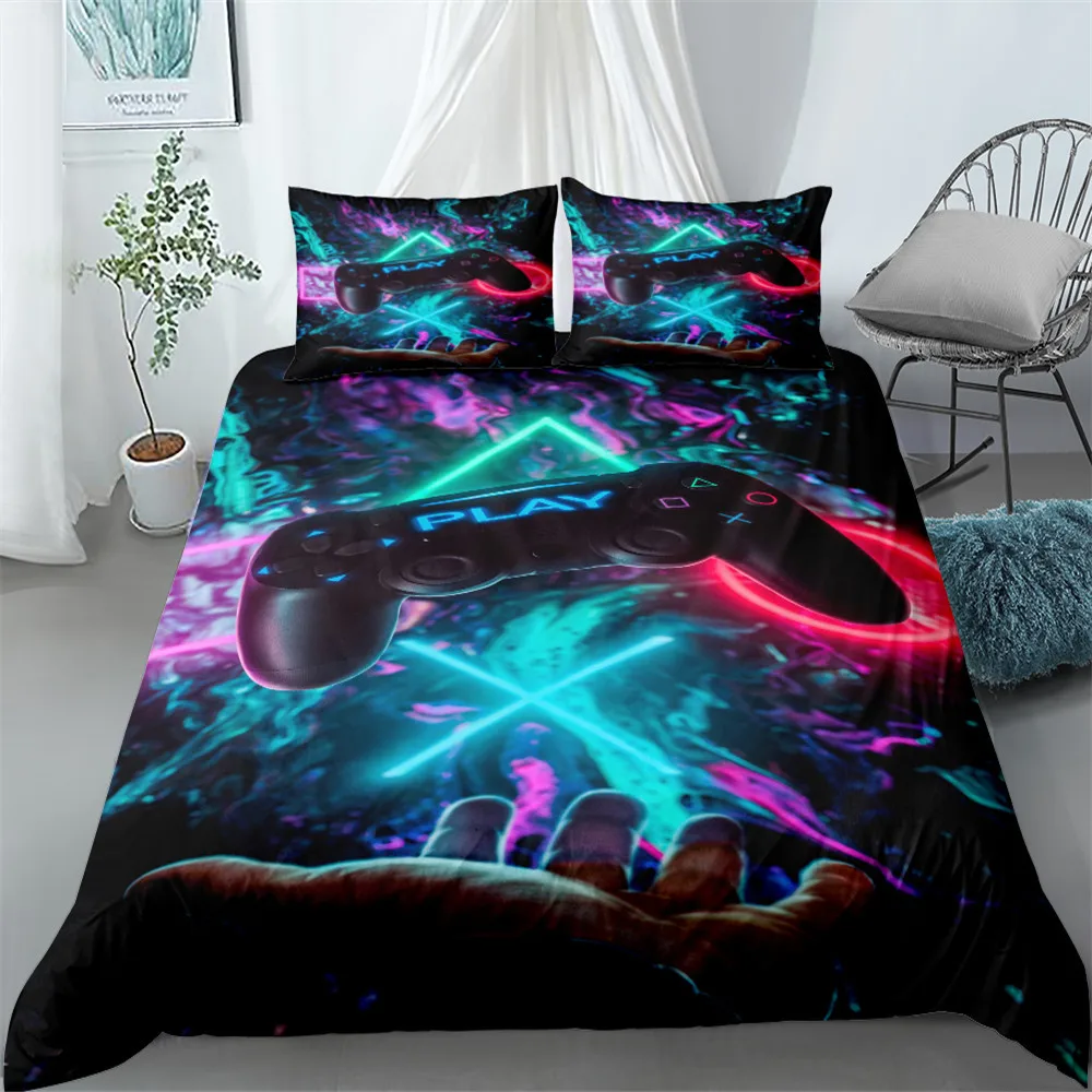 

Ps4 Handle Gamer Playstation 3D Printing Bedding Set Twin Full Queen King Size Duvet Cover Set Bed Linens Home Textile