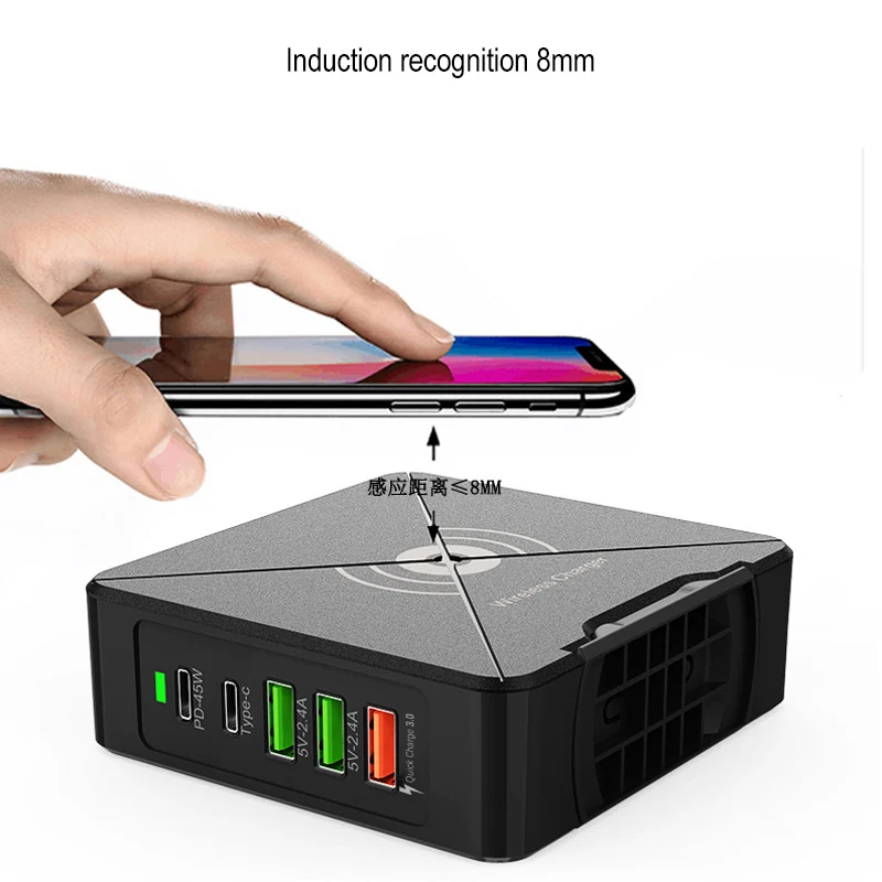 Многопортовое USB зарядное устройство для телефона 75 Вт QC3.0 Быстрый адаптер