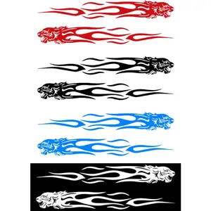 Наклейки светоотражающие для автомобилей, Тигровое пламя, тотем, 24 см, 2 шт.
