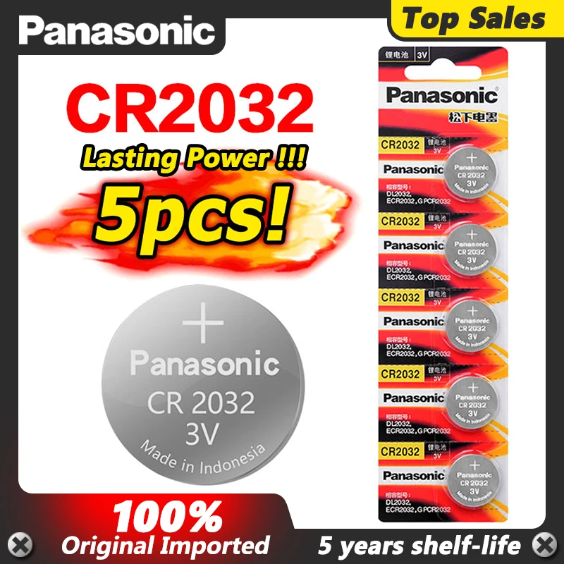 5 шт. PANASONIC cr2032 3 в Оригинальный Новый аккумулятор для кнопочных батарей монет