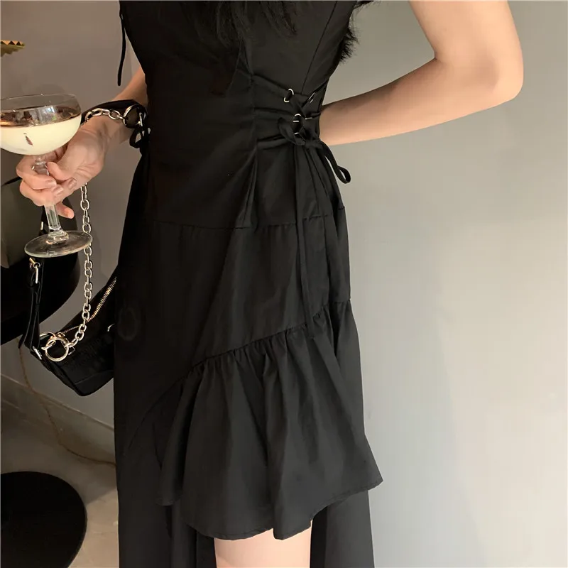 

Sleeveless Dresses Hot Women Summer Vintage Spaghetti Strap Sexy Clubwear Solid Robe Harajuku Slim Womens Party Nightwear Dress