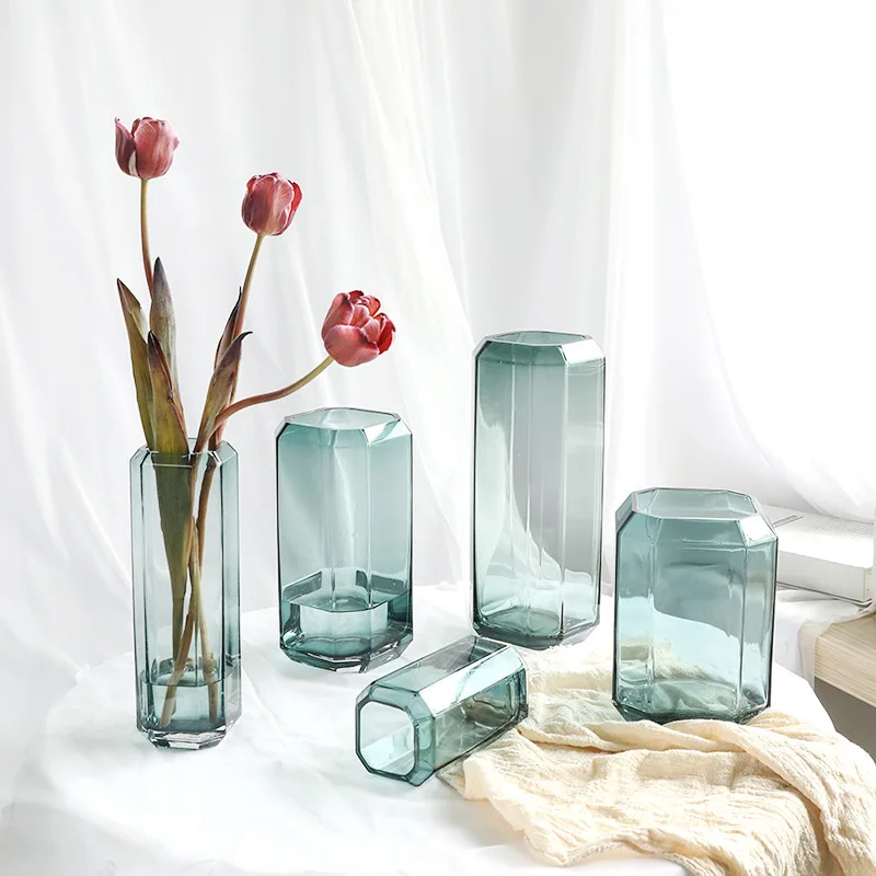 

Flower Vase Hydroponic Plant Table Decor Living Room Decoration Transparent Glass Vases Dried Flower Bottle Ornaments Декор Дома