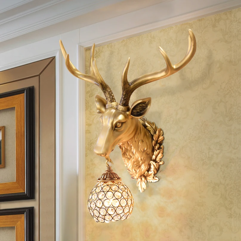 

$ RETRO RETRO WALL LAMP ANTLERS WALL ROOM LIVING BED BEDSIDE DEER HEAD LAMPGARDEN DECORATION HOME DECORATION ACCESSORIES STATUE