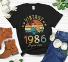 1986 оригинальные детали в винтажном стиле ретро с маской карантин серия футболка смешной 35-й подарок на день рождения Модная хлопковая футболка унисекс с круглым вырезом