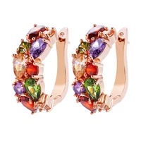 bettyue luxury rose gold color mona lisa stud earrings for women with colorful zircon crystal wedding jewelry gift