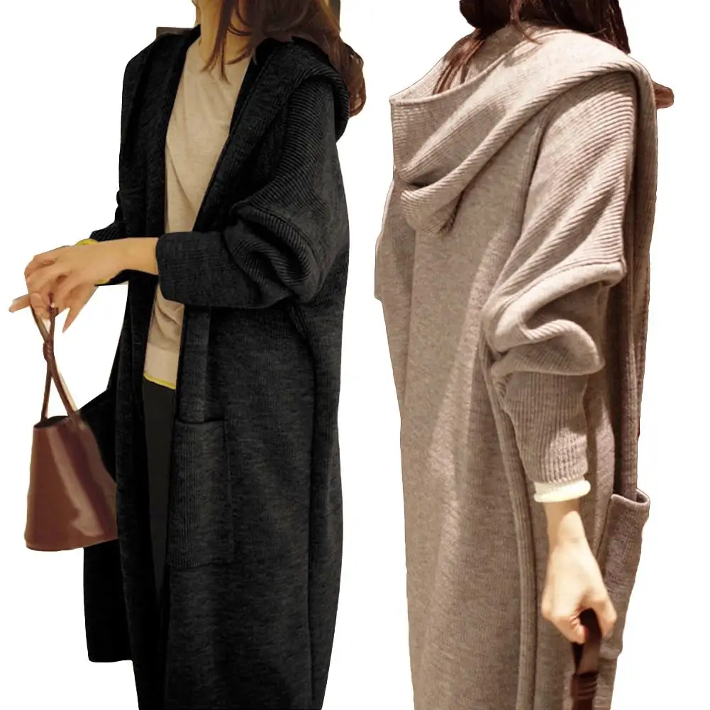 Женский Осенний Повседневный однотонный шерстяной кардиган из полиэстера с