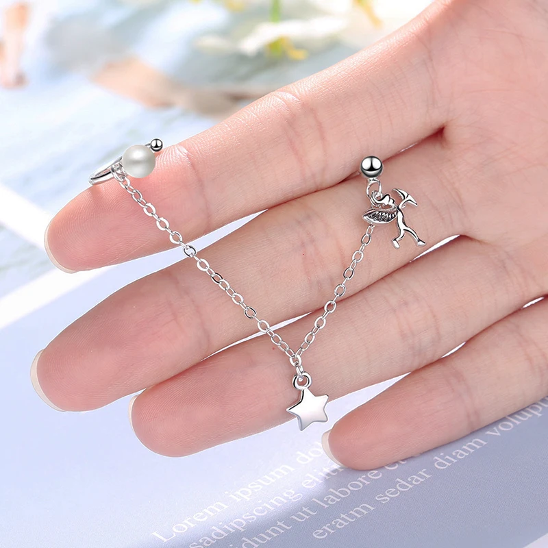 Милая романтическая любовь серьга с крылом ангела зажим ангел Купидон жемчуг