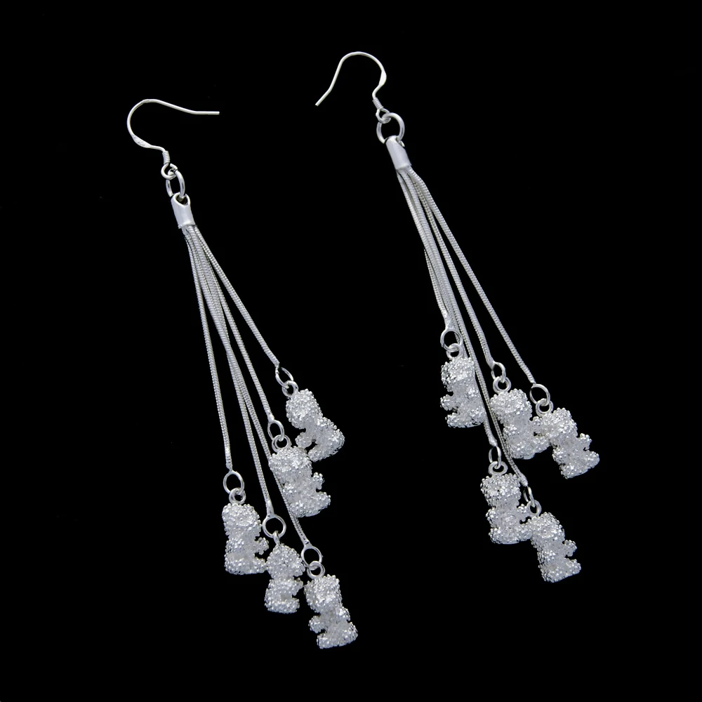 Модные женские туфли 925 стерлингового серебра серьги милые Стиль кисточкой с