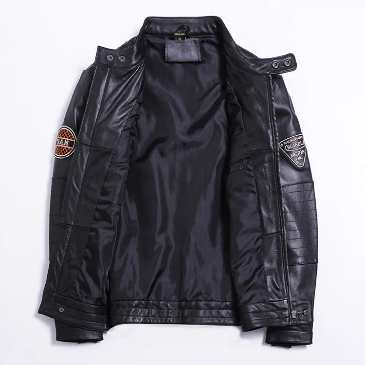 

2020 Men's Genuine Leather Sheepskin Jackets Motorcycle Jackets Plus Size 5XL Embroidery Biker Coat for Male