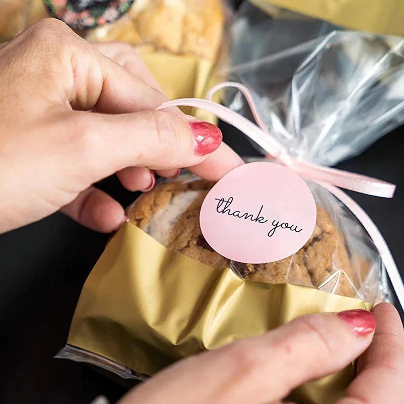 

500pcs Thank You Sticker Envelope Seal Scrapbook Sticker Pink Heart Cute Round Sticker Stationery Label Stickers