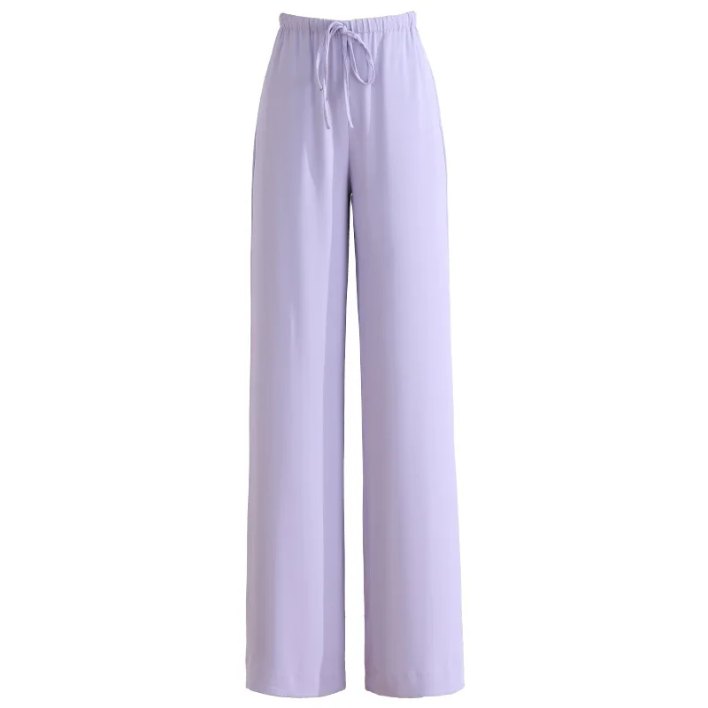 

Women Drawstring Elastic Waist Loose Casual Straight Long Pant Office Lady Fashion Trousers Female Streetwear Wide Leg Pants