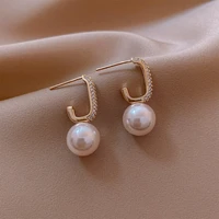 2021 new high sense geometric simple pearl earrings for woman korean fashion jewelry party eve gifts accessories for girls