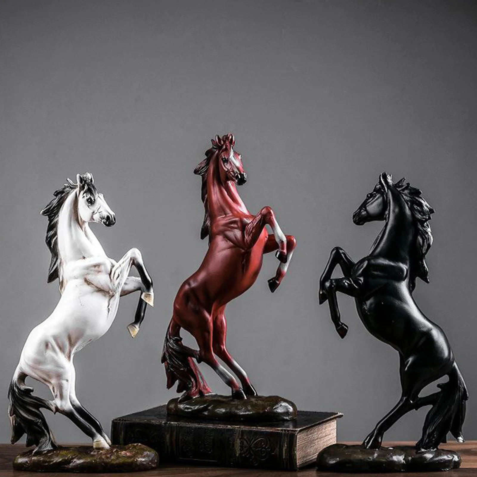

Resin Horses Figurine Detailed Sculpture Home Office Ornaments Statue Gift
