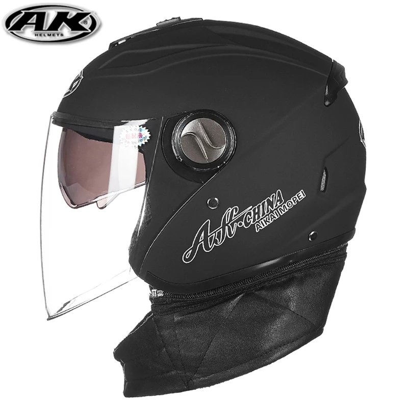 

AK casque de moto quatre saisons, voiture électrique, demi-couverture, pour hommes et femmes, double objectif, automne et hiver