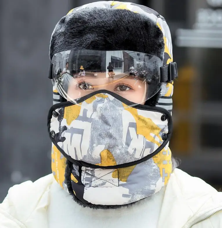 2020 уникальный дизайн ветрозащитные теплые уличные шапки с маской для лица очки