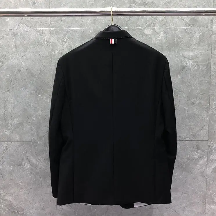 

Модный брендовый Блейзер TB 2021 THOM, Мужская одежда, черный официальный костюм, приталенная повседневная куртка, однобортный шерстяной осенне-...