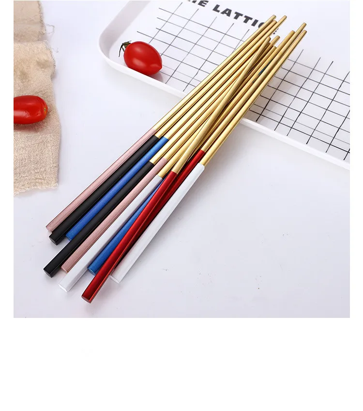 5Pair Chopsticks Stainless Steel Titanize Chinese Gold chopsitcks Set Chop Sticks Used For Sushi Dinnerware QA 143 | Дом и сад