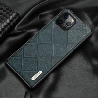 genuine leather rhombus grain cell phone cases for iphone 13 pro max 12 mini 12 11 pro max se 2020 x xs max xr 6s 7 8 plus cover