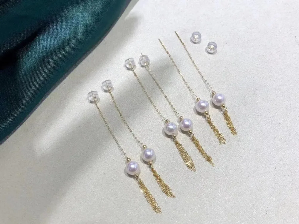 

Genuine AU 750 18K Gold Earrings Mountings Findings Jewelry Settings Accessories Parts for Pearls Agate Coral Crystals Jade