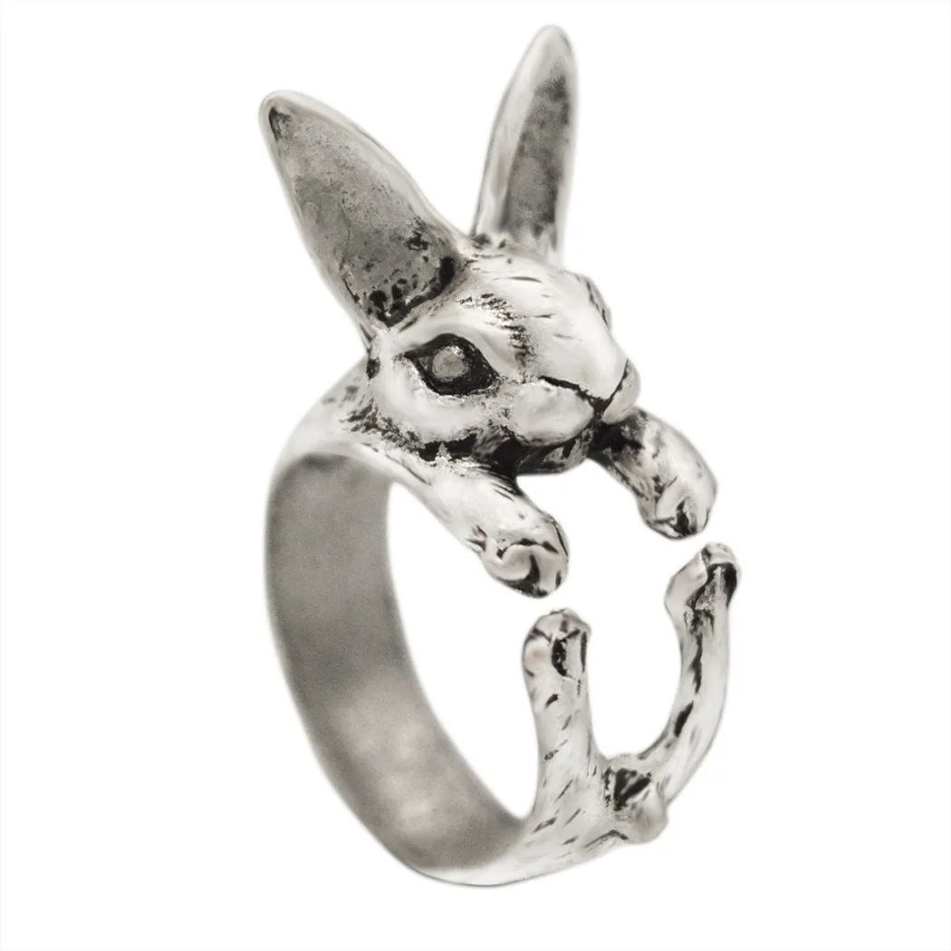 

New Animal Gothic Adjustable Ring Retro Rabbit Ring Men's Ring Ladies Ring Fashion Wild Punk Animal Rabbit Ring