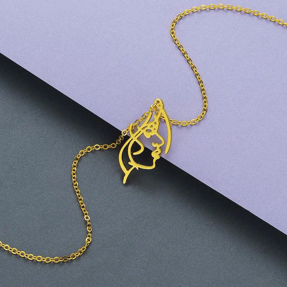 Kinitial ожерелье из нержавеющей стали для лица абстрактное с человеческим лицом