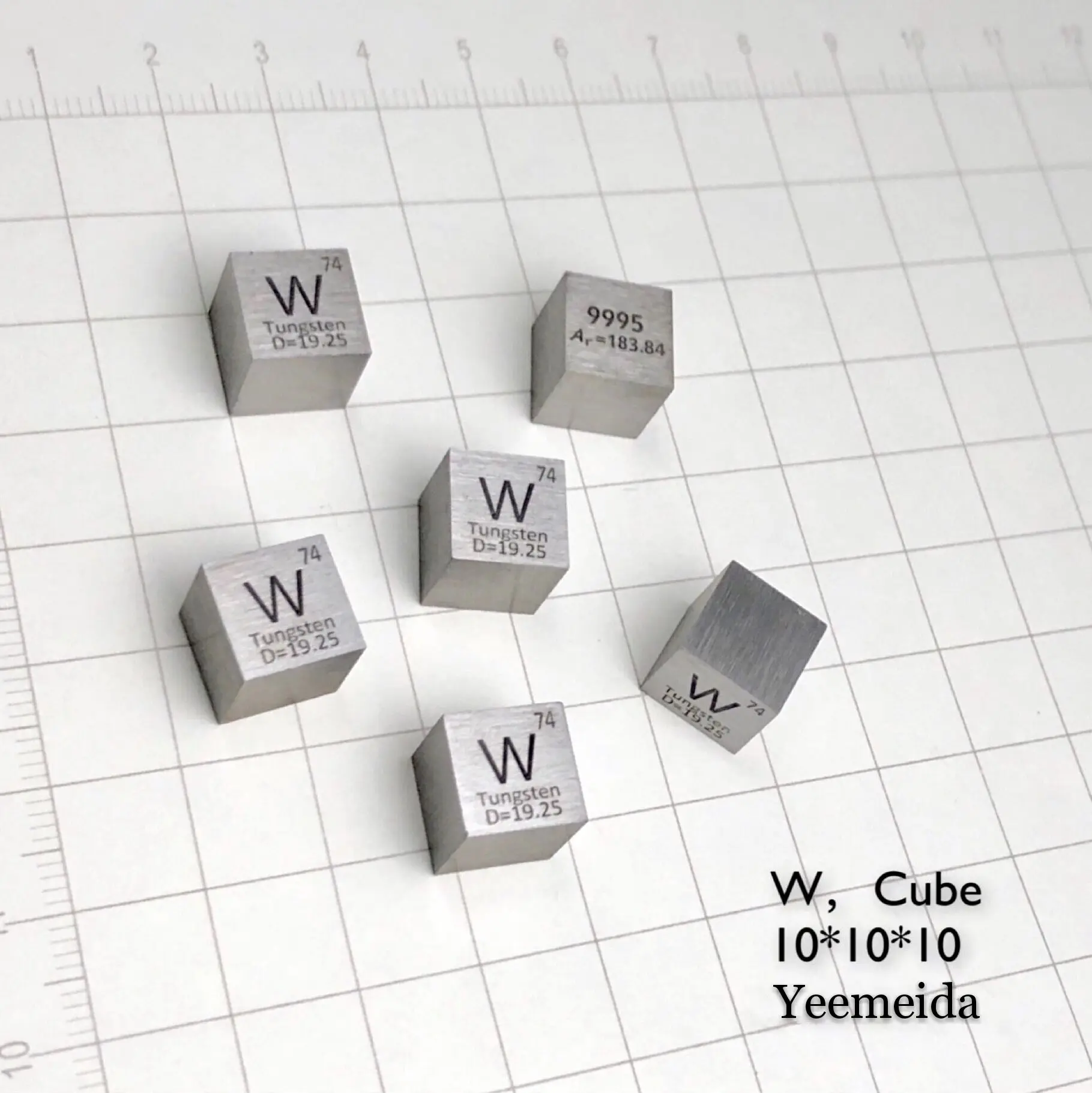 

Tungsten W Periodic Table Cube 99.95% Pure Length 10mm Weight 19.25g