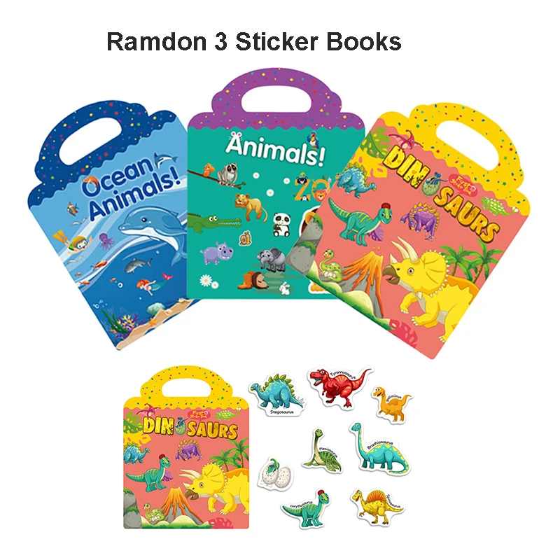 

Reusable Stickers Books for Toddles Scenes Stickers Puzzle Cartoon Stickers Kids Learning Education Toys For Children Gift
