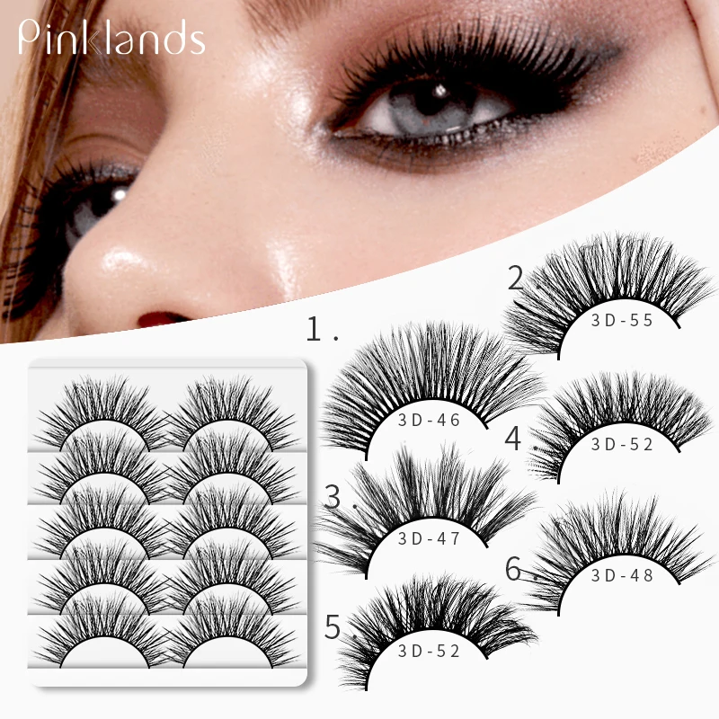 

5 Pairs 3D Mink Hair False Eyelashes Natural Long/Thick Eye Lashes Handmade Wispy Extension Lashes Makeup Accessories