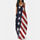 Американский флaг сшa yзкиe платья для женская летняя обувь в полоску и со звездами Макси платье большого размера плюс повседневные сарафаны для девочек халаты ко Дню независимости