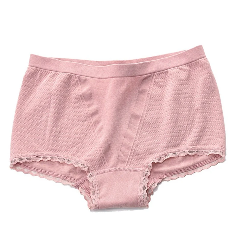 

Женское нижнее белье со средней талией, очень эластичное бесшовное нижнее белье, однотонные кружевные шорты, трусы большого размера